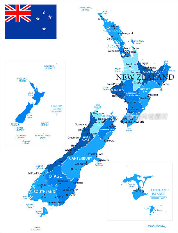 04 -新西兰-蓝点孤立